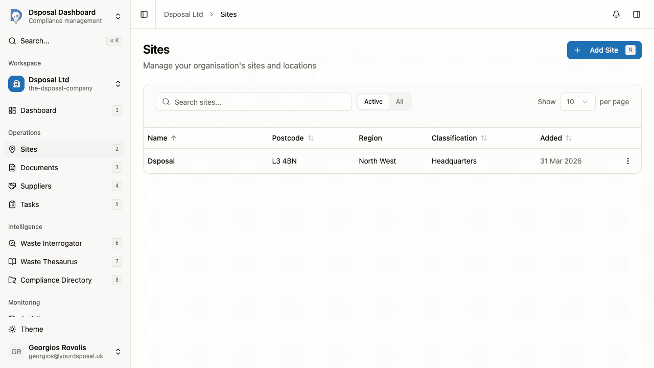 The public register lookup tool showing search results from the EA register