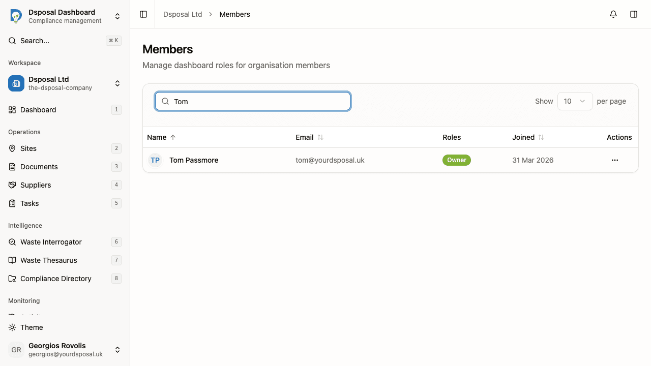 The search field with a query entered and filtered results below