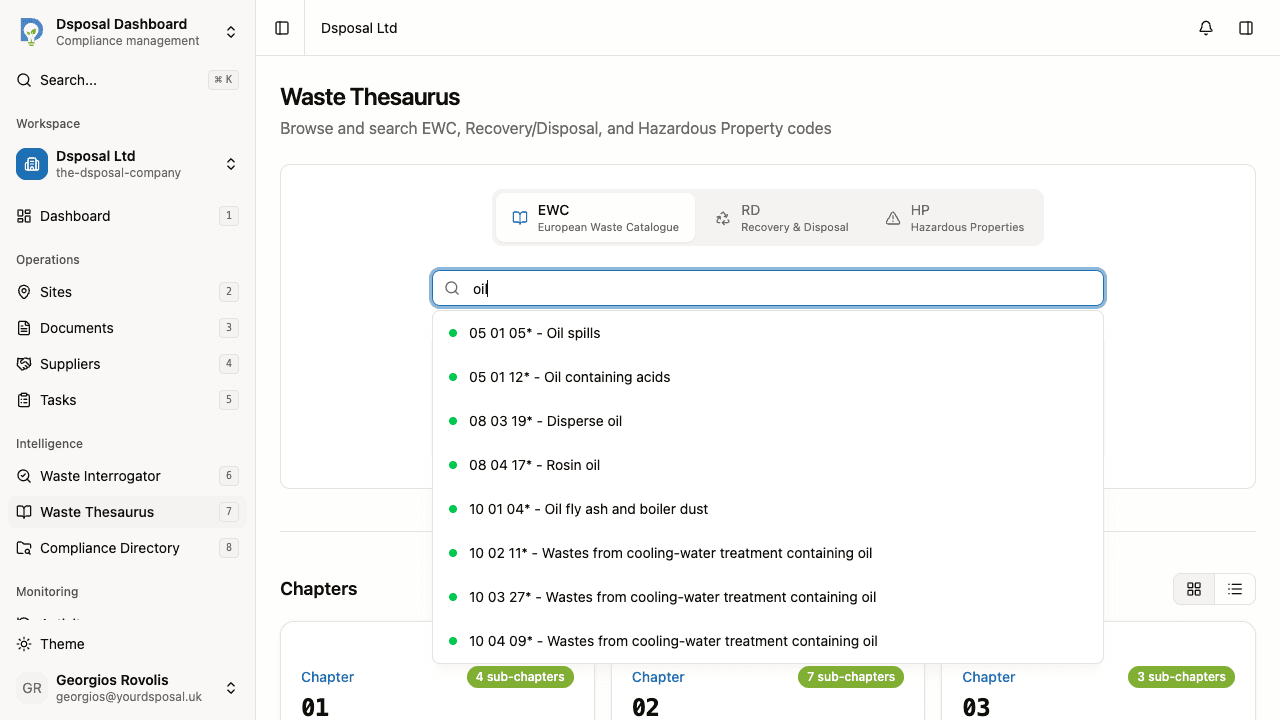 The search bar with a query entered and matching results displayed below